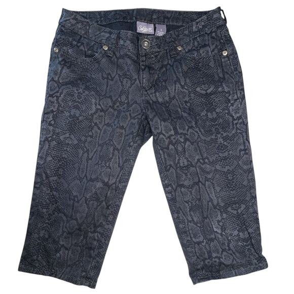 City Streets Black Python Snake Print Capri Pant Small - Picture 1 of 12